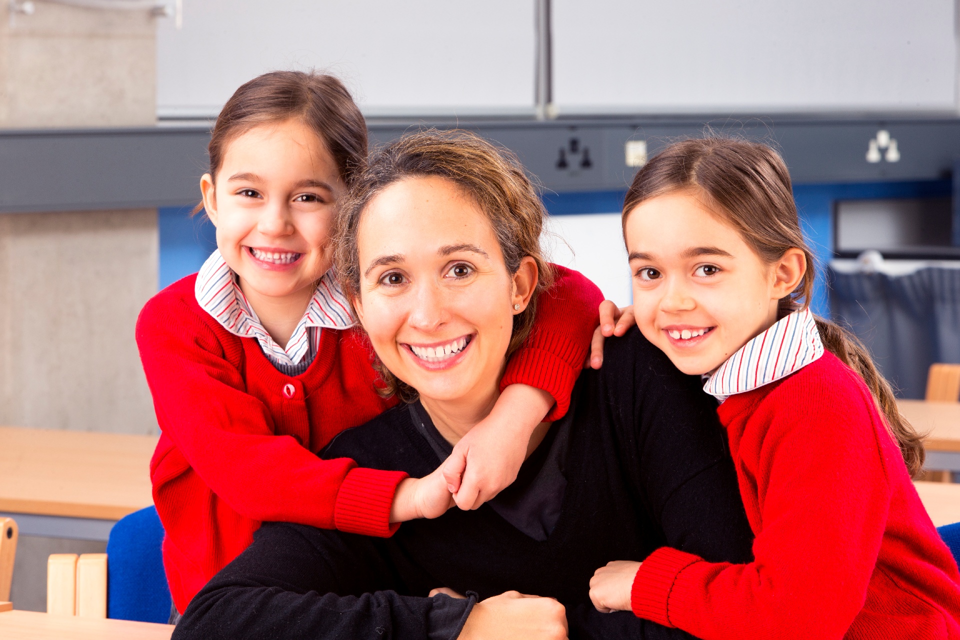 Two students and teacher